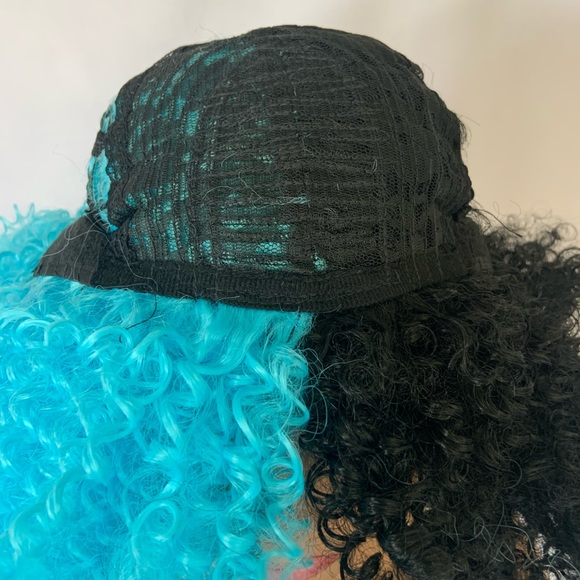 Curly Black & Pastel Blue Color Premium Fiber Wig for Events/Cosplay… - Picture 3 of 7